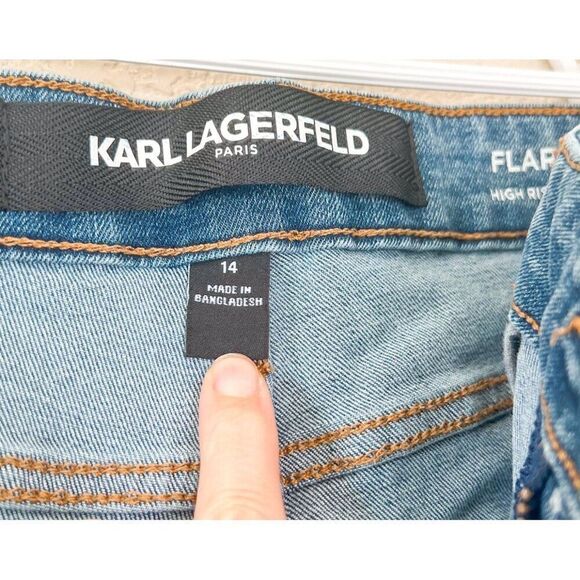 Karl Lagerfeld Flare Leg Stretch Denim Sailor Jeans Size 14 - Picture 6 of 10